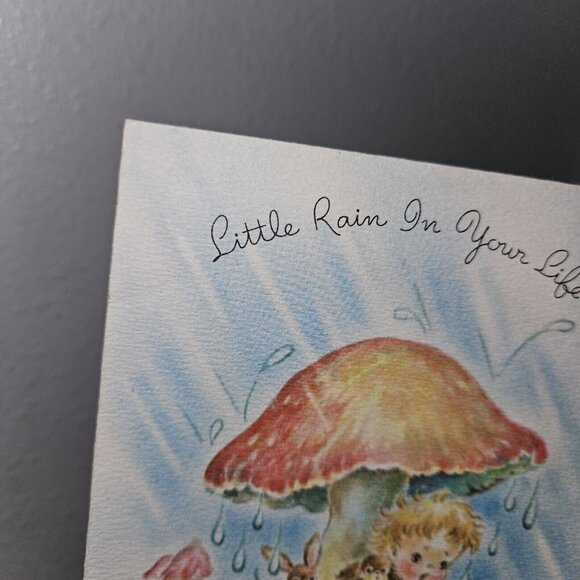 VTG Get Well Greeting Card Boy Mushroom Rain Animal Scalloped Edges Harry Doehla - Picture 7 of 7